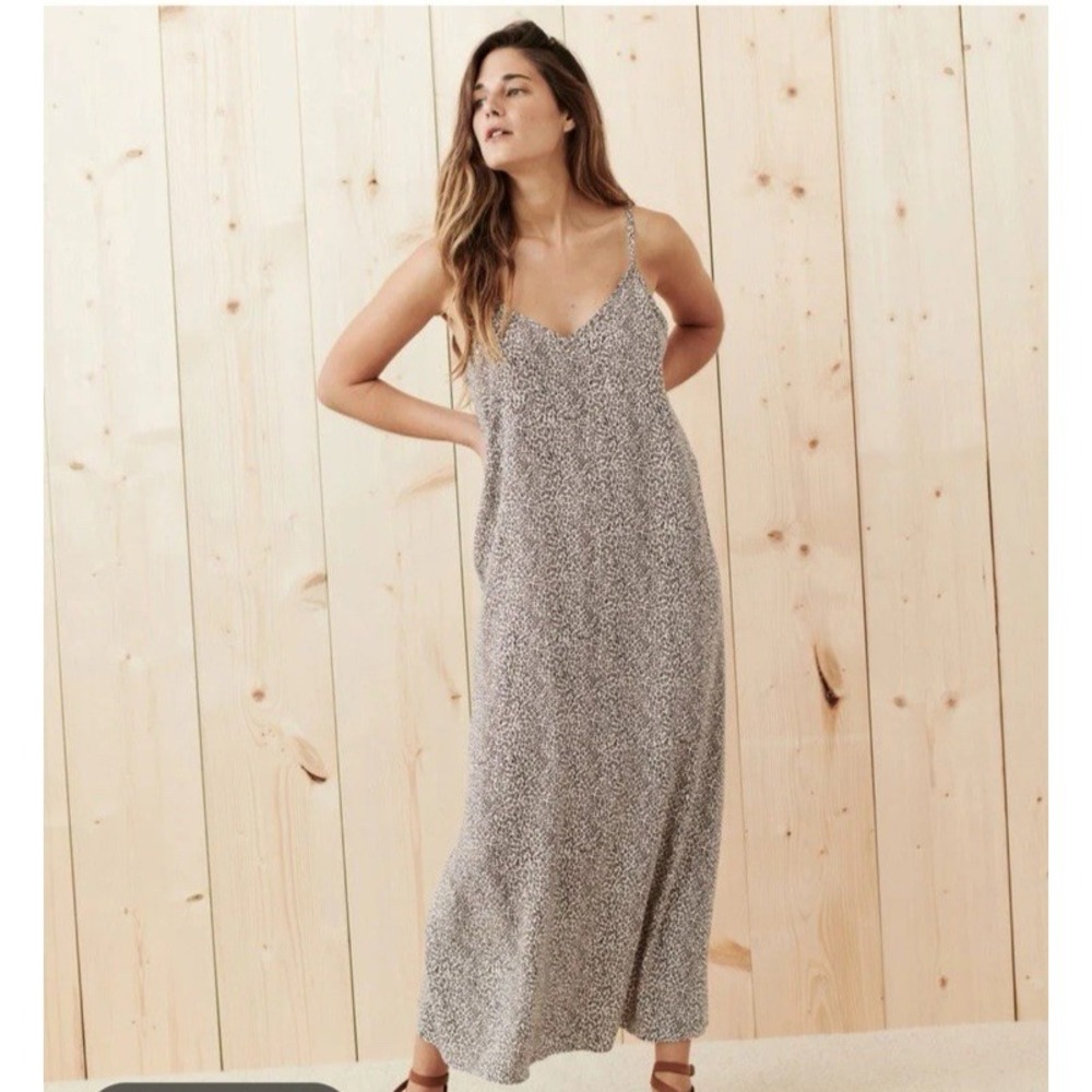 Jenni Kayne Leopard Slip Dress 100% Viscose Italian Fabric Maxi Dress XS Drapey - Picture 3 of 14